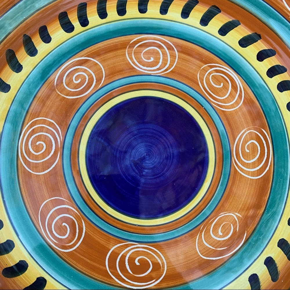 Pier 1 Hand Painted Italian Swirl Serving Platter Plater Chop Plate 14 3/4” - Picture 6 of 9